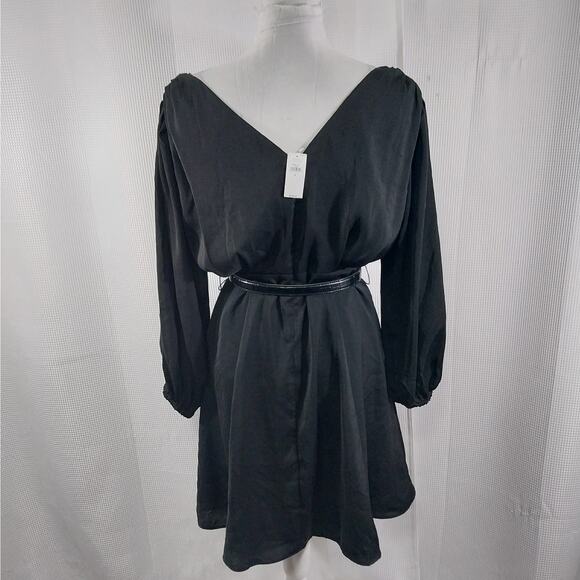 NWT@$120! BANANA REPUBLIC! LUXE BLACK POUF SLEEVE, BELTED WAIST DRESS! SZ 6 - Picture 5 of 12